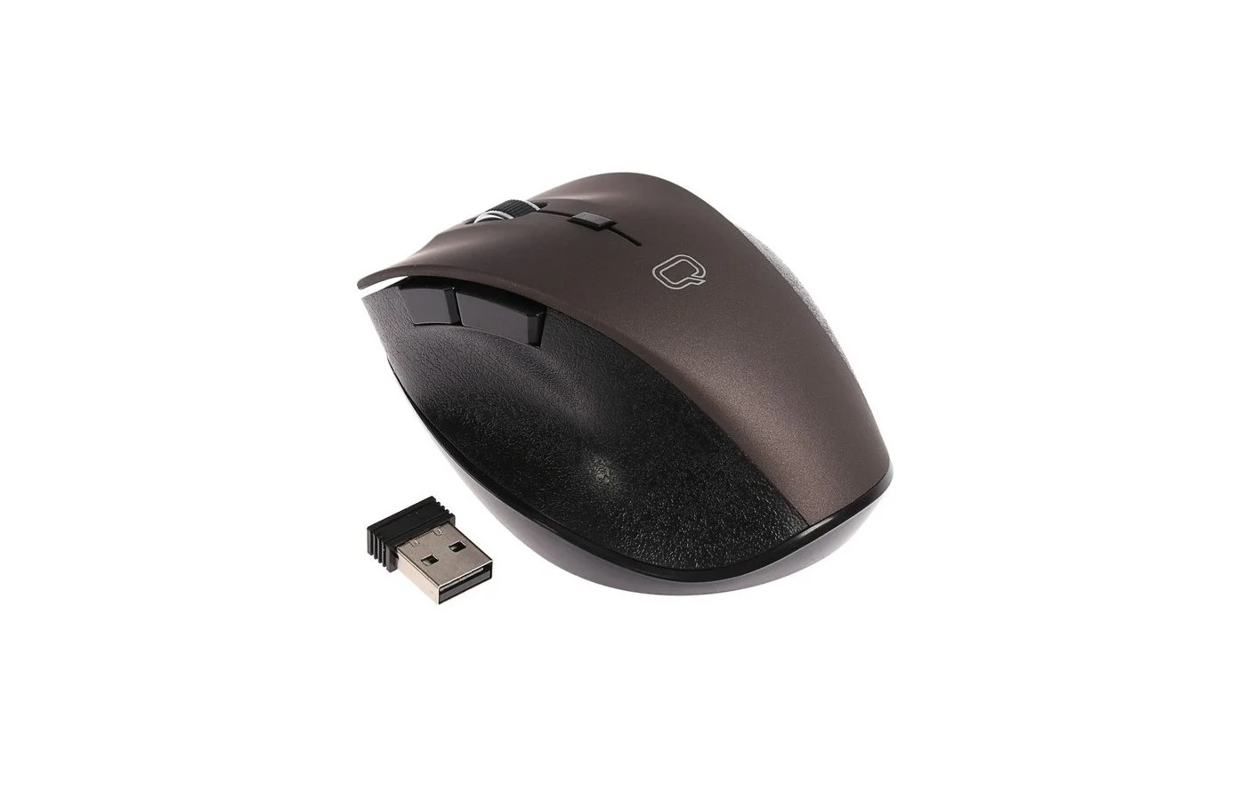 Мышь беспроводная Qumo Office Elite M55 коричневый, 2400 dpi, радиоканал, USB, кнопки - 6