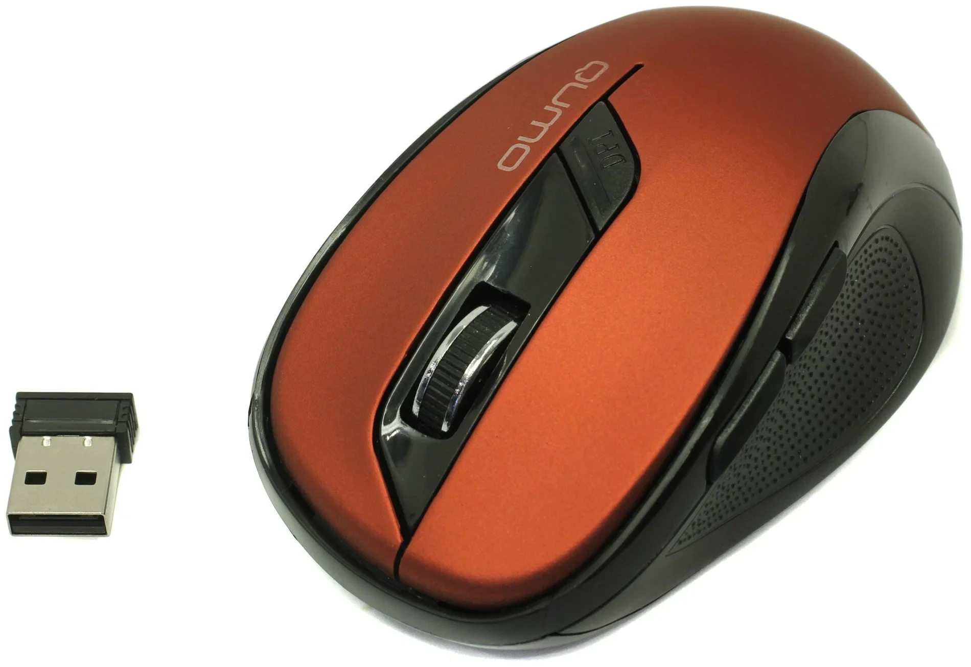 Мышь беспроводная Qumo Office Line M62 красный, 1600 dpi, радиоканал, USB, кнопки - 6