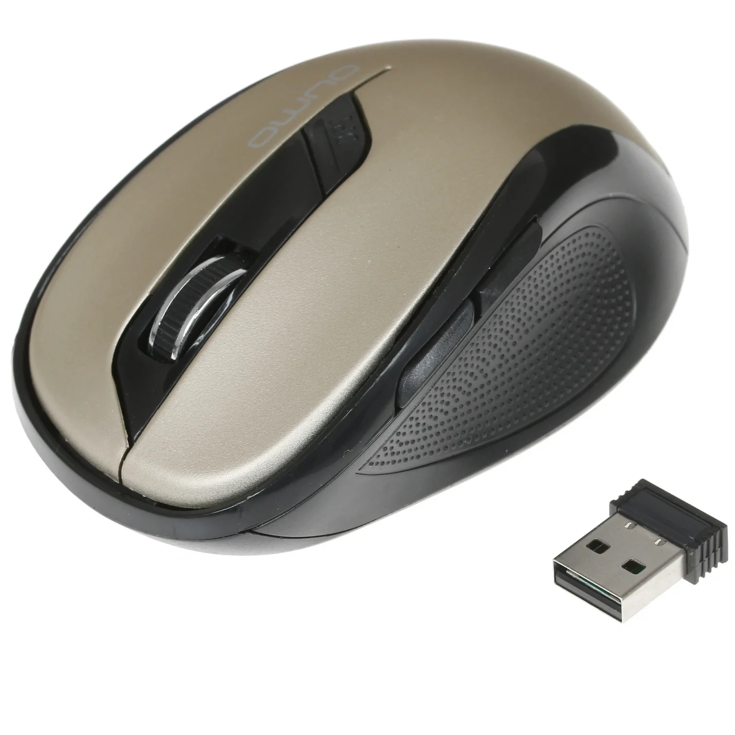 Мышь беспроводная Qumo Office Line M64 золотистый, 1600 dpi, радиоканал, USB, кнопки - 6