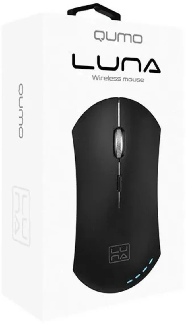 Мышь беспроводная Qumo Office Luna M74 черный, 1600 dpi, радиоканал, USB, кнопки - 6
