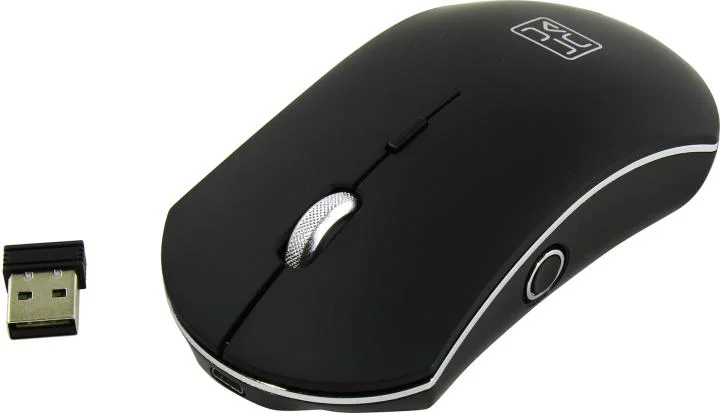 Мышь беспроводная Qumo Office Luna M74 черный, 1600 dpi, радиоканал, USB, кнопки - 6