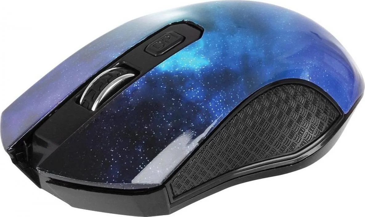 Мышь беспроводная Qumo Office M27 Universe синий, 1600 dpi, радиоканал, USB, кнопки - 4