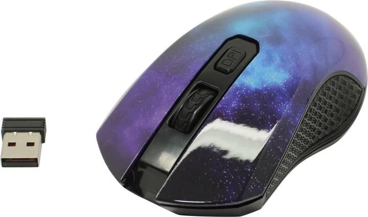Мышь беспроводная Qumo Office M27 Universe синий, 1600 dpi, радиоканал, USB, кнопки - 4