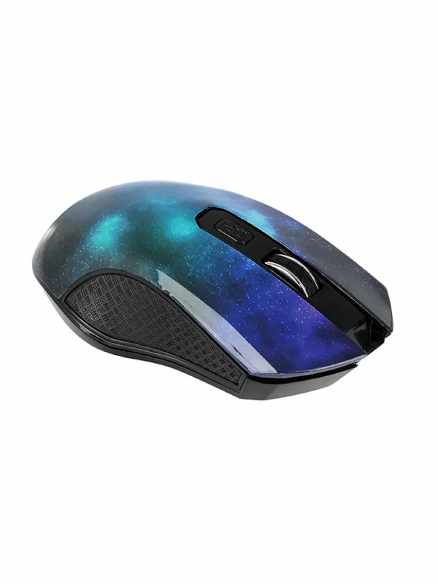 Мышь беспроводная Qumo Office M27 Universe синий, 1600 dpi, радиоканал, USB, кнопки - 4