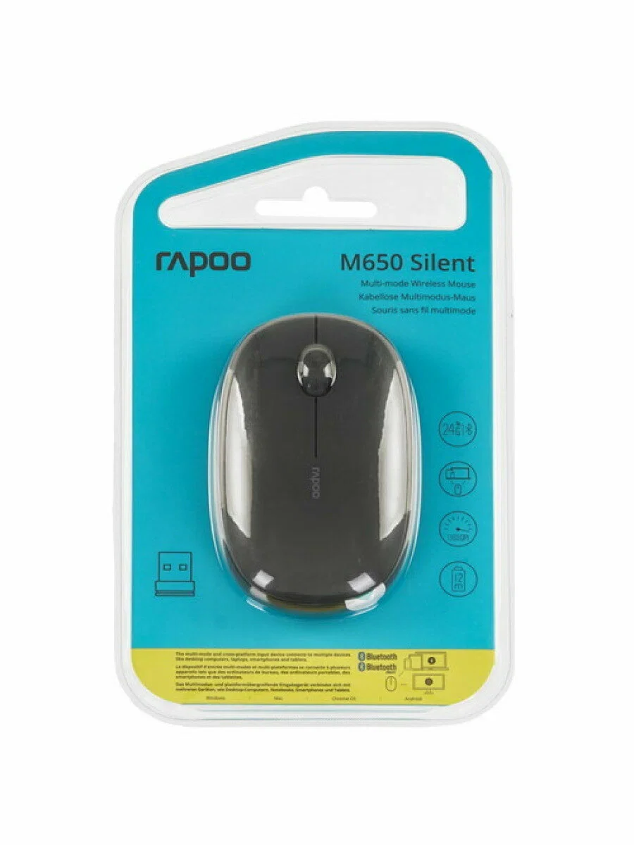 Мышь беспроводная Rapoo M650 темно-серый