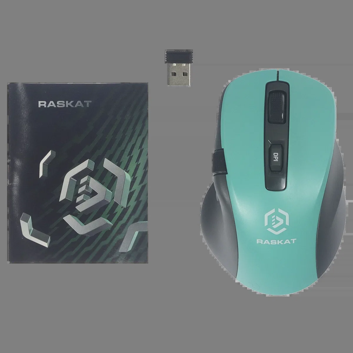 Мышь беспроводная Raskat M020W зеленый/черный, 2400 dpi, радиоканал, Bluetooth, USB, кнопки - 7
