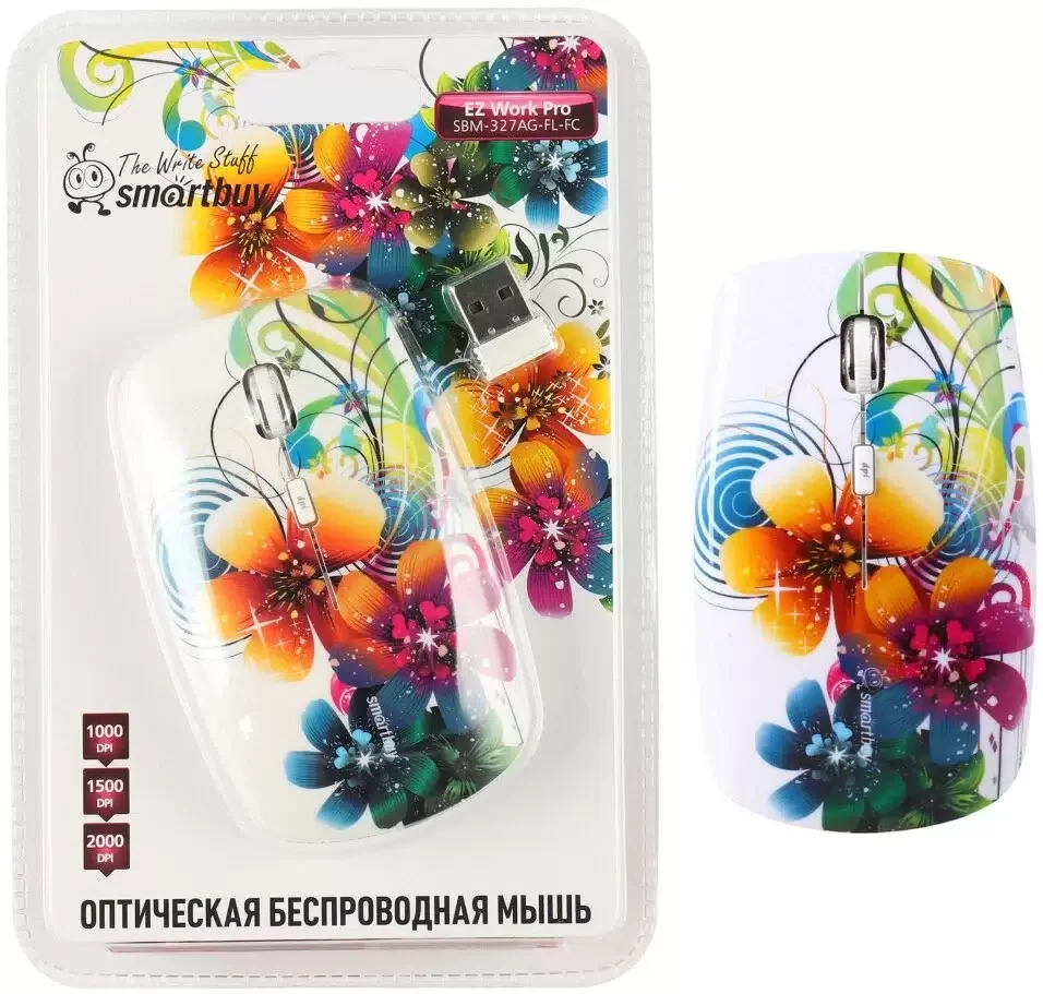 Мышь беспроводная Smartbuy 327AG принт Цветы SBM-327AG-FL-FC