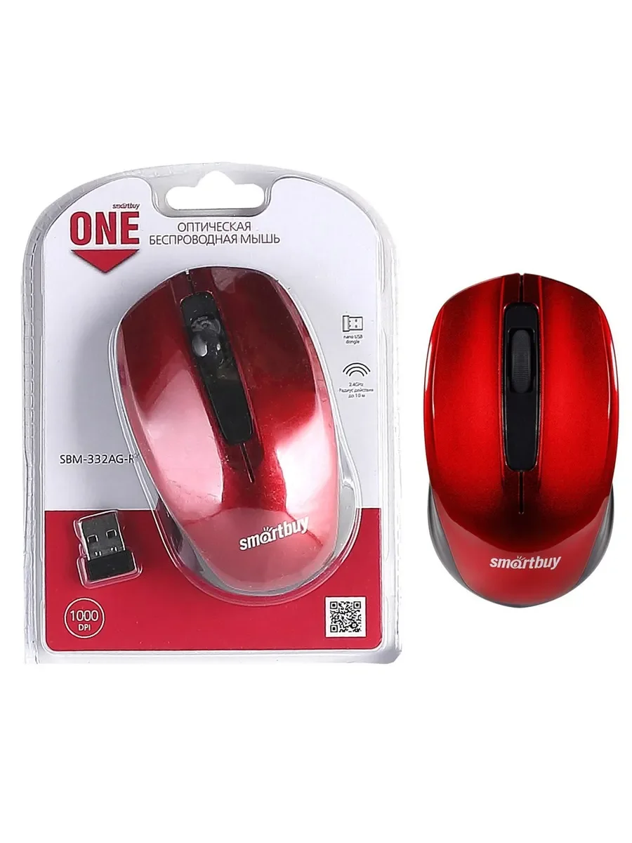Мышь беспроводная Smartbuy ONE 332 красная (SBM-332AG-R)