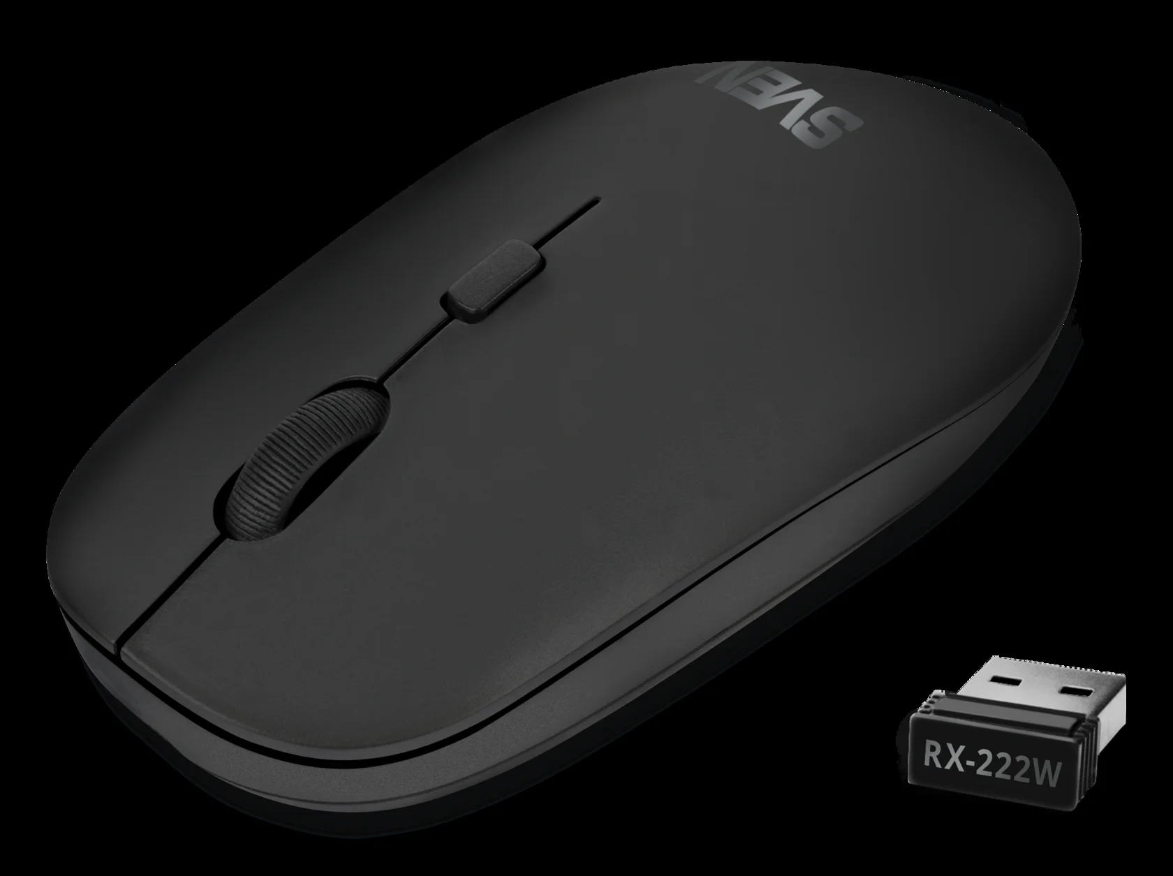 Мышь беспроводная SVEN RX-222W черный, 1800 dpi, радиоканал, Bluetooth, USB, кнопки - 4