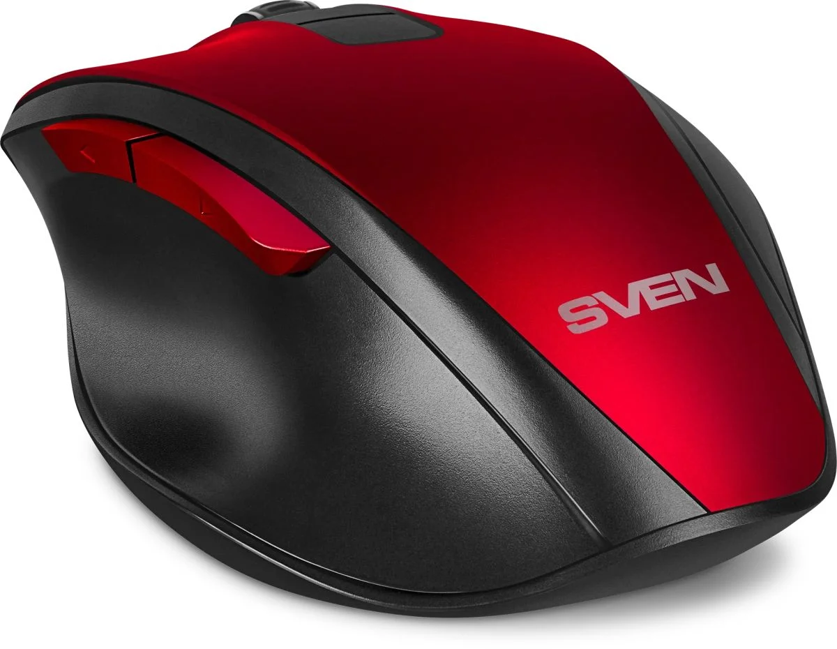 Мышь беспроводная SVEN RX-525SW красная (бесшумн. кл., 5+1кл. 600-1400DPI, Soft-touch, блист.)
