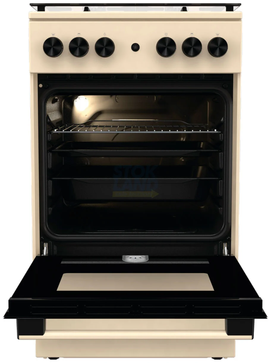 Плита газовая Gorenje GG5A21BEF бежевый, конфорок 4 газовых, духовка 70 л, 50 см x 85 см x 59.4 см