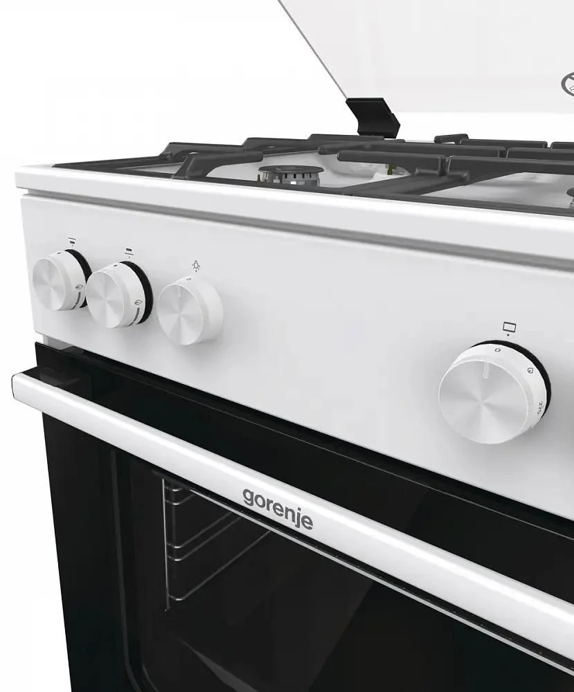 Плита газовая Gorenje GG6A11WF белый, конфорок 4 газовых, духовка 72 л, 60 см x 85 см x 60 см