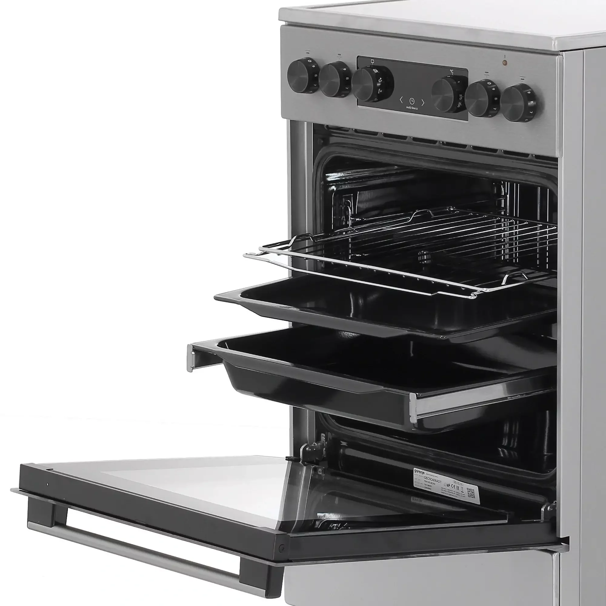 Плита электрическая Gorenje GEC5C40XAOT серебристый, конфорок 4 шт, духовка 70 л, 50 см x 85 см x 59.4 см