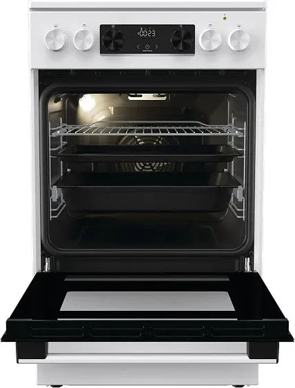 Плита электрическая Gorenje GEC5C42WG белый, конфорок 4 электрических, духовка 70 л, 50 см x 85 см x 59.4 см (без крышки)