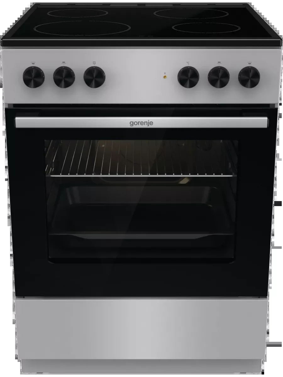 Плита электрическая Gorenje GEC6A11SG серый, конфорок 4 электрических, духовка 65 л, 60 см x 85 см x 60 см