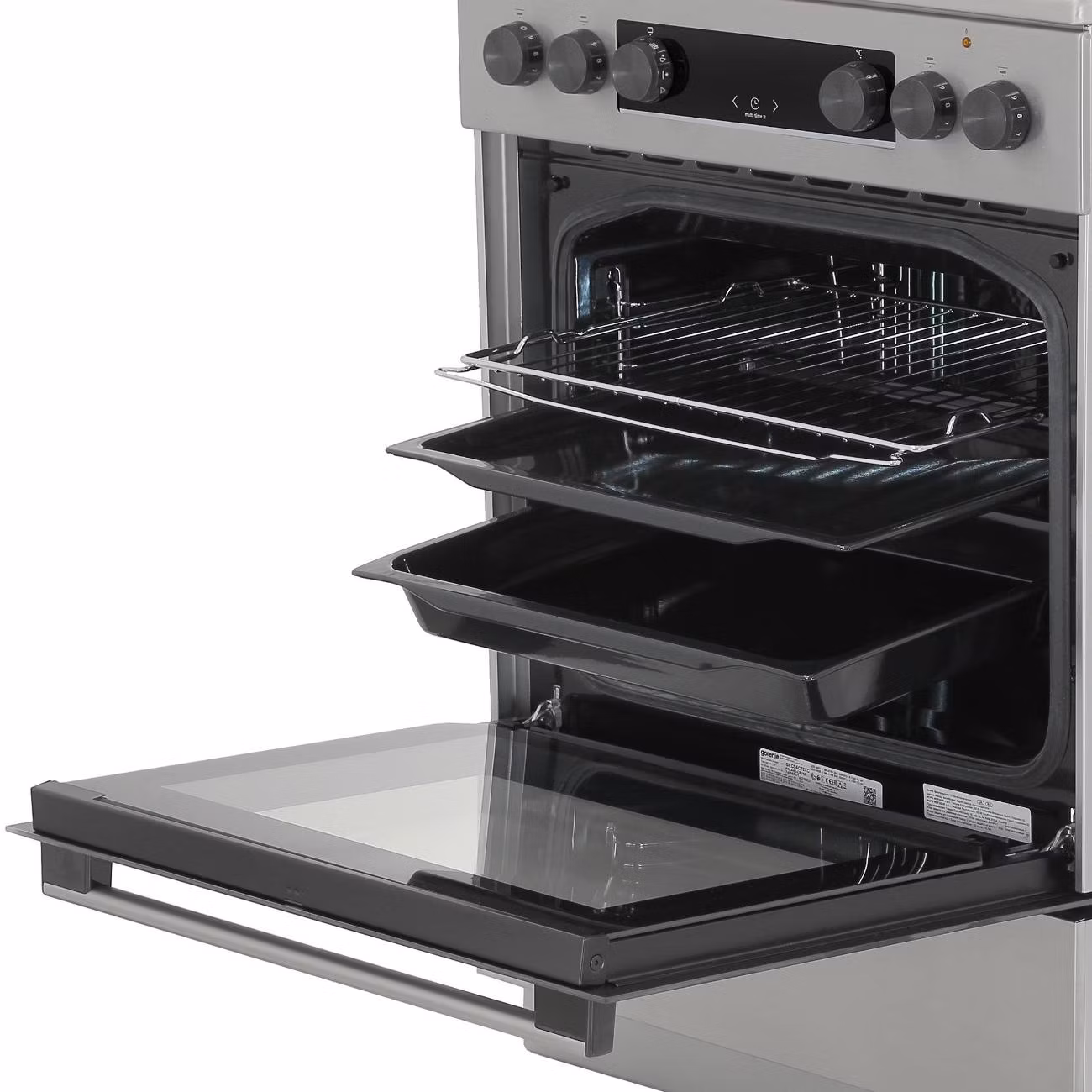 Плита электрическая Gorenje GECS6C70XC серебристый, конфорок 4 электрических, духовка 71 л, 60 см x 85 см x 60 см