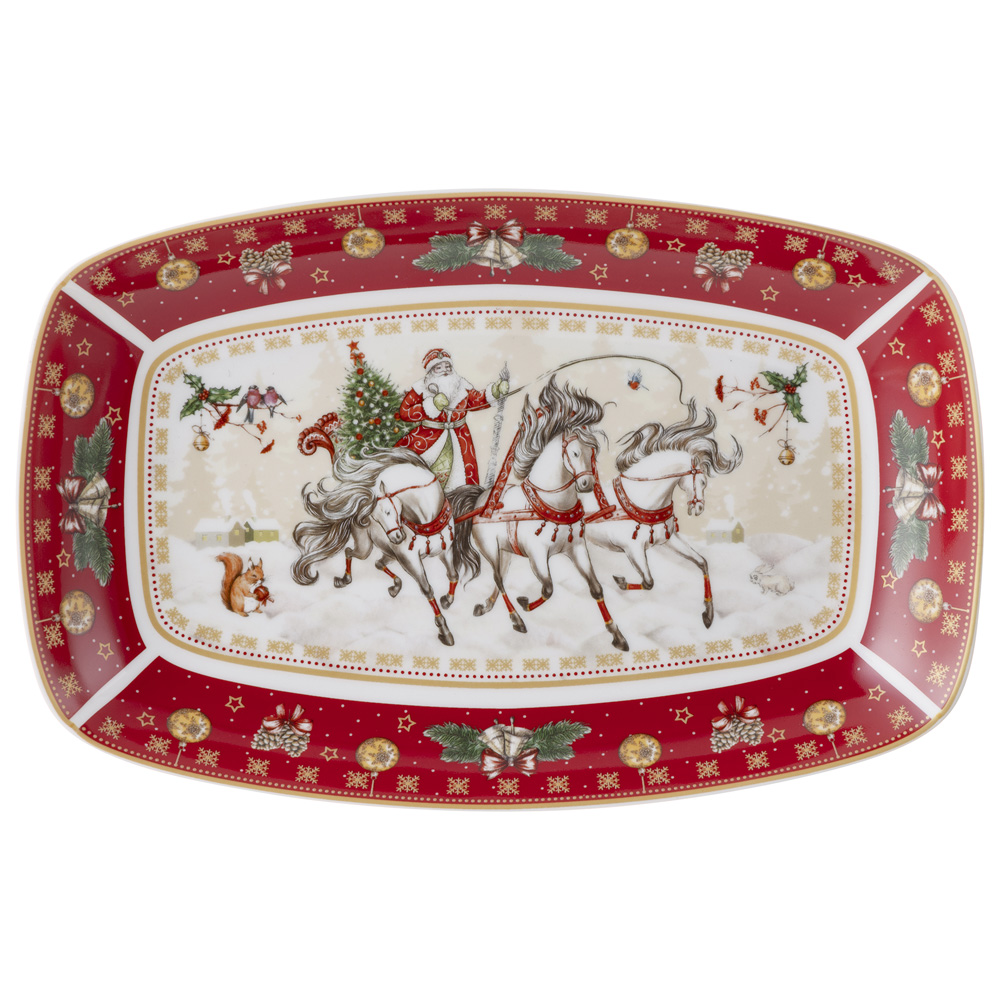 БЛЮДО LEFARD "ТРОЙКА" ПРЯМОУГ. 25*16*3 СМ КРАСНОЕ (КОР=12ШТ.)