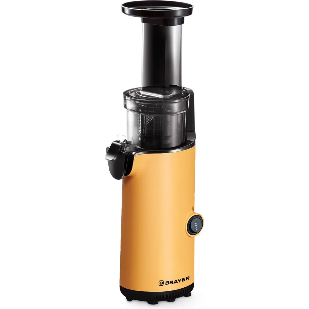 Соковыжималка BRAYER BR1706YE шнековая, 130 Вт, рев, диам 45 мм,рез.для сок 0,6л, рез для мяк 0,45л