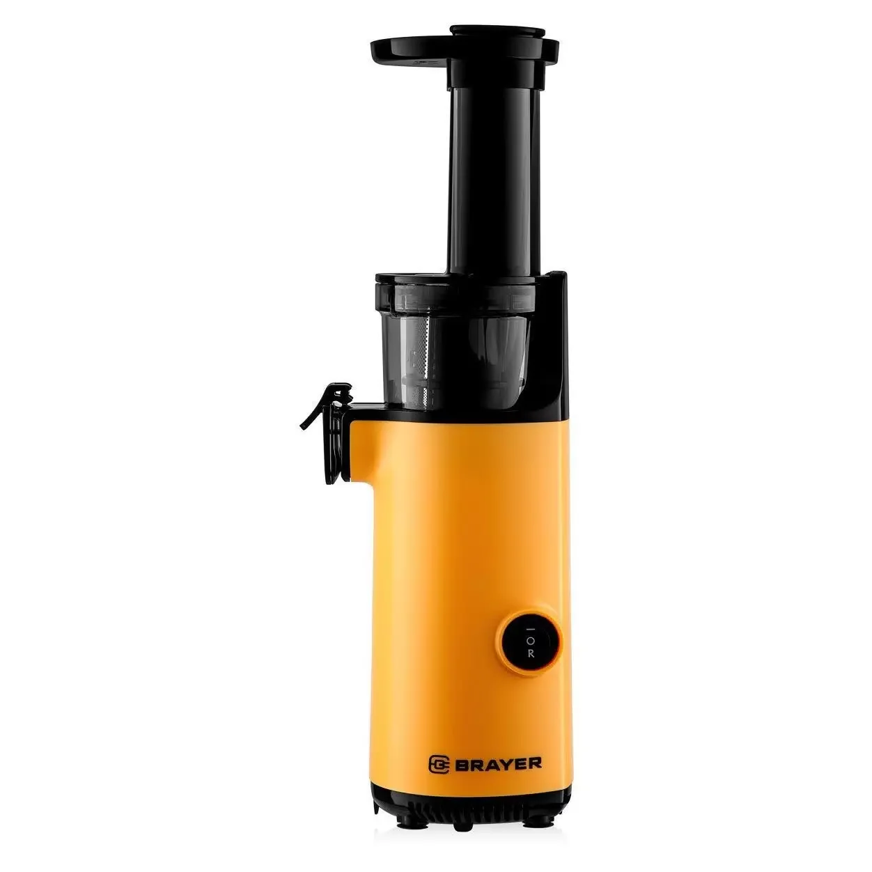 Соковыжималка BRAYER BR1706YE шнековая, 130 Вт, рев, диам 45 мм,рез.для сок 0,6л, рез для мяк 0,45л