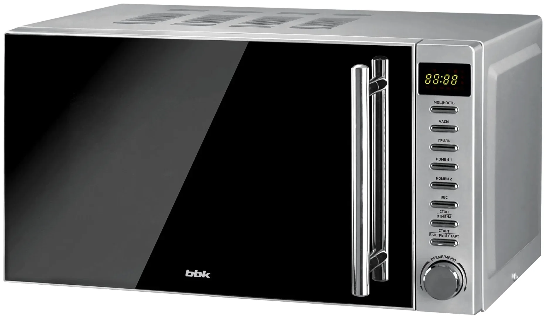 Микроволновая печь BBK 20MWG-733T/BS-M серебристый, 20 л, 700 Вт, переключатели - тактовый механизм, кнопки