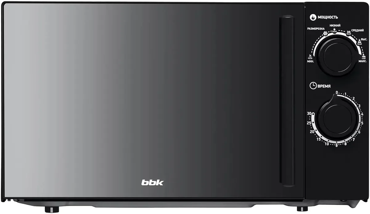 Микроволновая печь BBK 20MWS-773M/B-M черный, 20 л, 700 Вт, переключатели - поворотный механизм