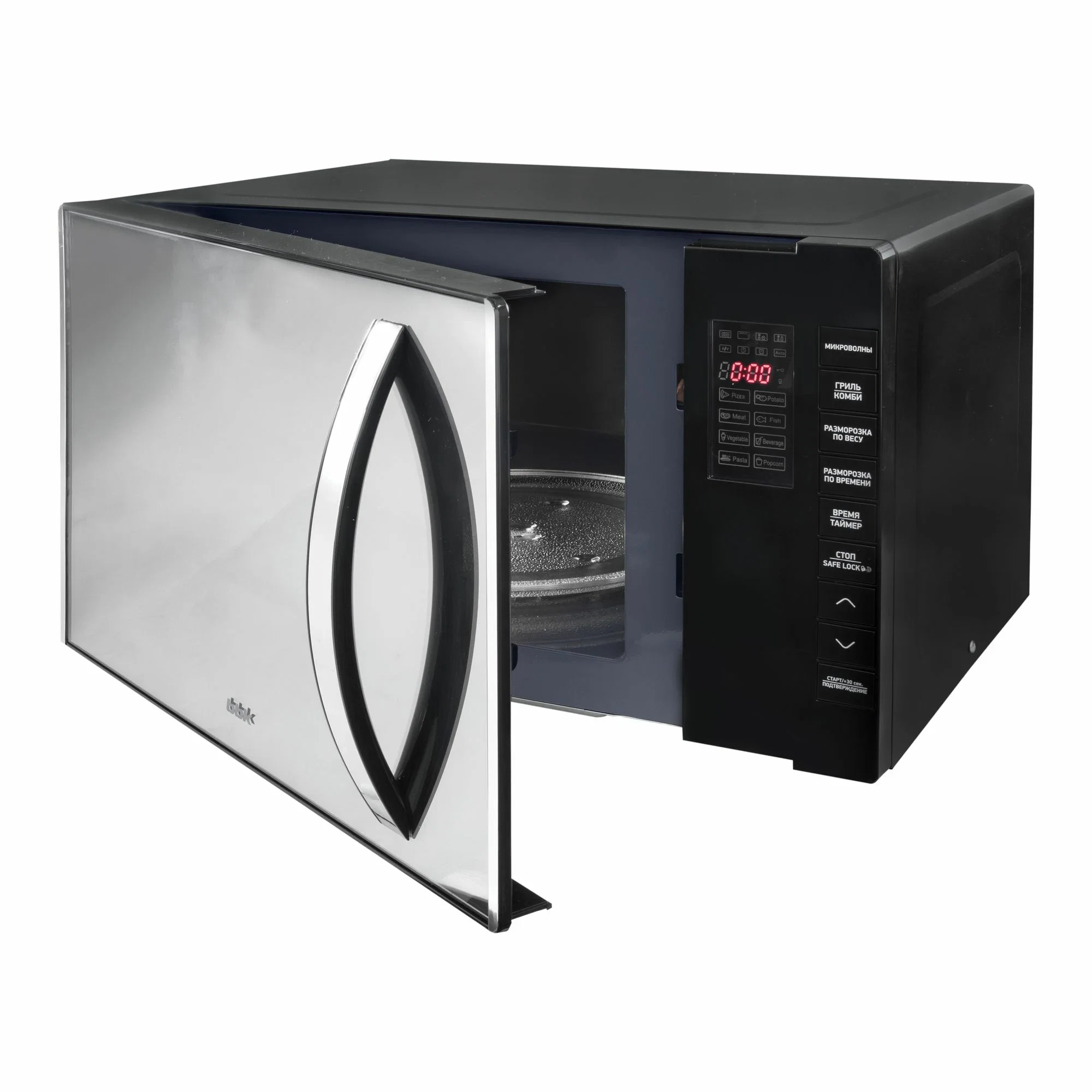 Микроволновая печь BBK 23MWG-850T/B-M черный, 23 л, 800 Вт, переключатели - кнопки