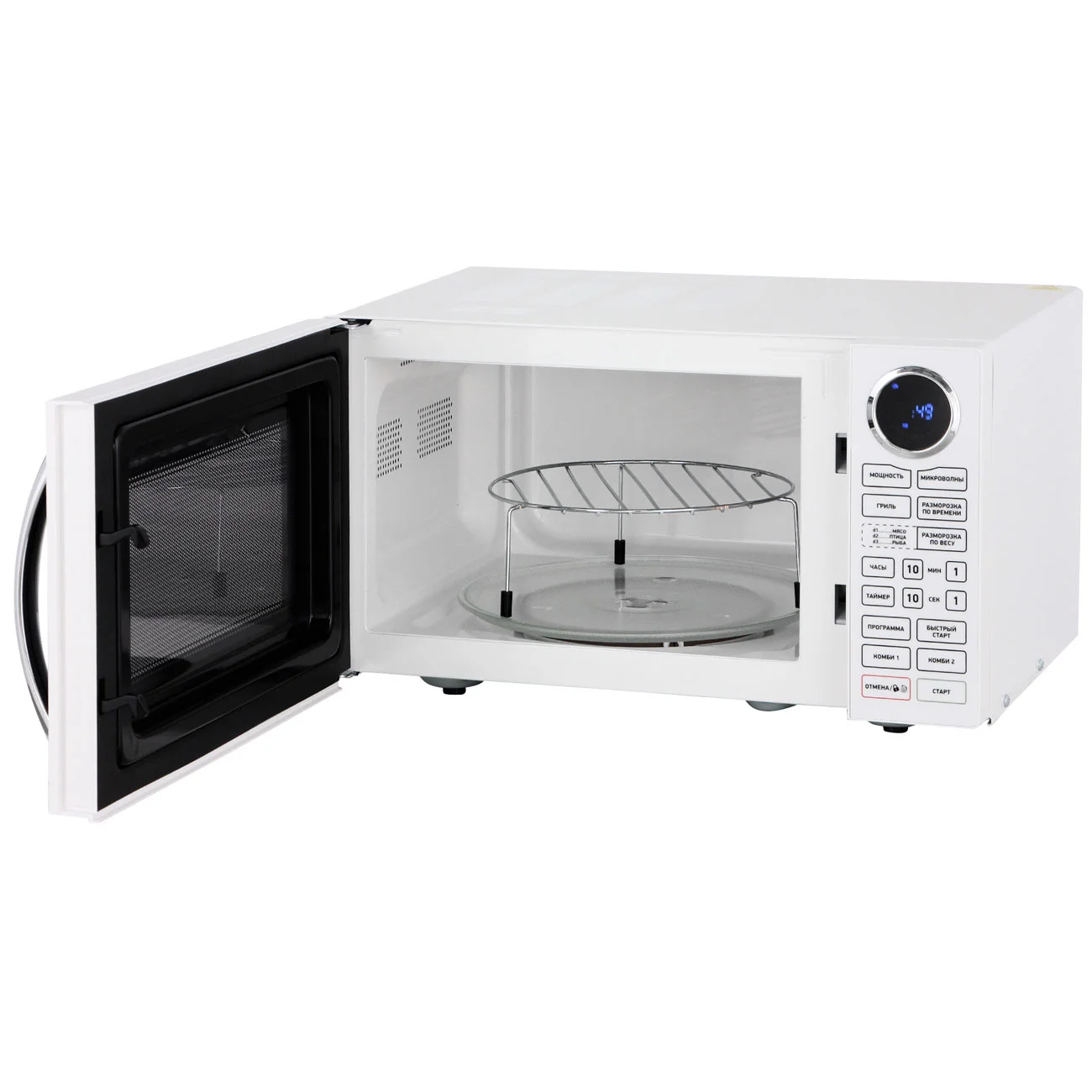 Микроволновая печь BBK 23MWG-930S/BW белый/черный, 23 л, 900 Вт, переключатели - сенсор