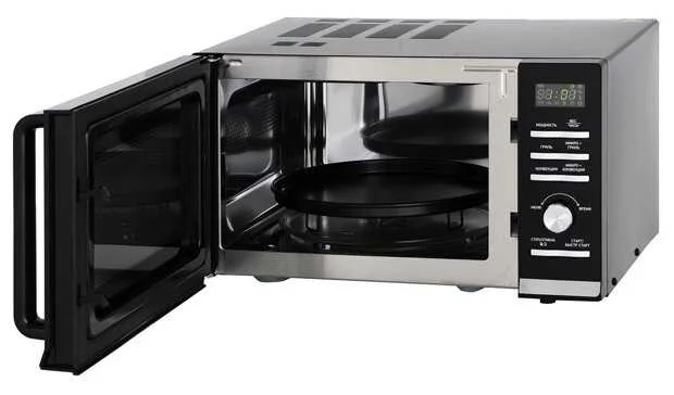 Микроволновая печь BBK 25MWC-991T/B черный/серебристый, 25 л, 900 Вт, переключатели - кнопки, поворотный механизм
