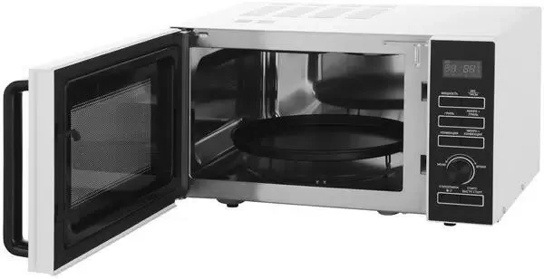 Микроволновая печь BBK 25MWC-992T/WB белый/черный, 25 л, 900 Вт, переключатели - кнопки, поворотный механизм