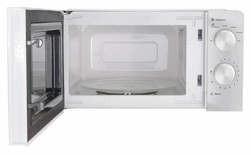 Микроволновая печь BQ MWO-20004SM/W белый, 20 л, 700 Вт, переключатели - поворотный механизм