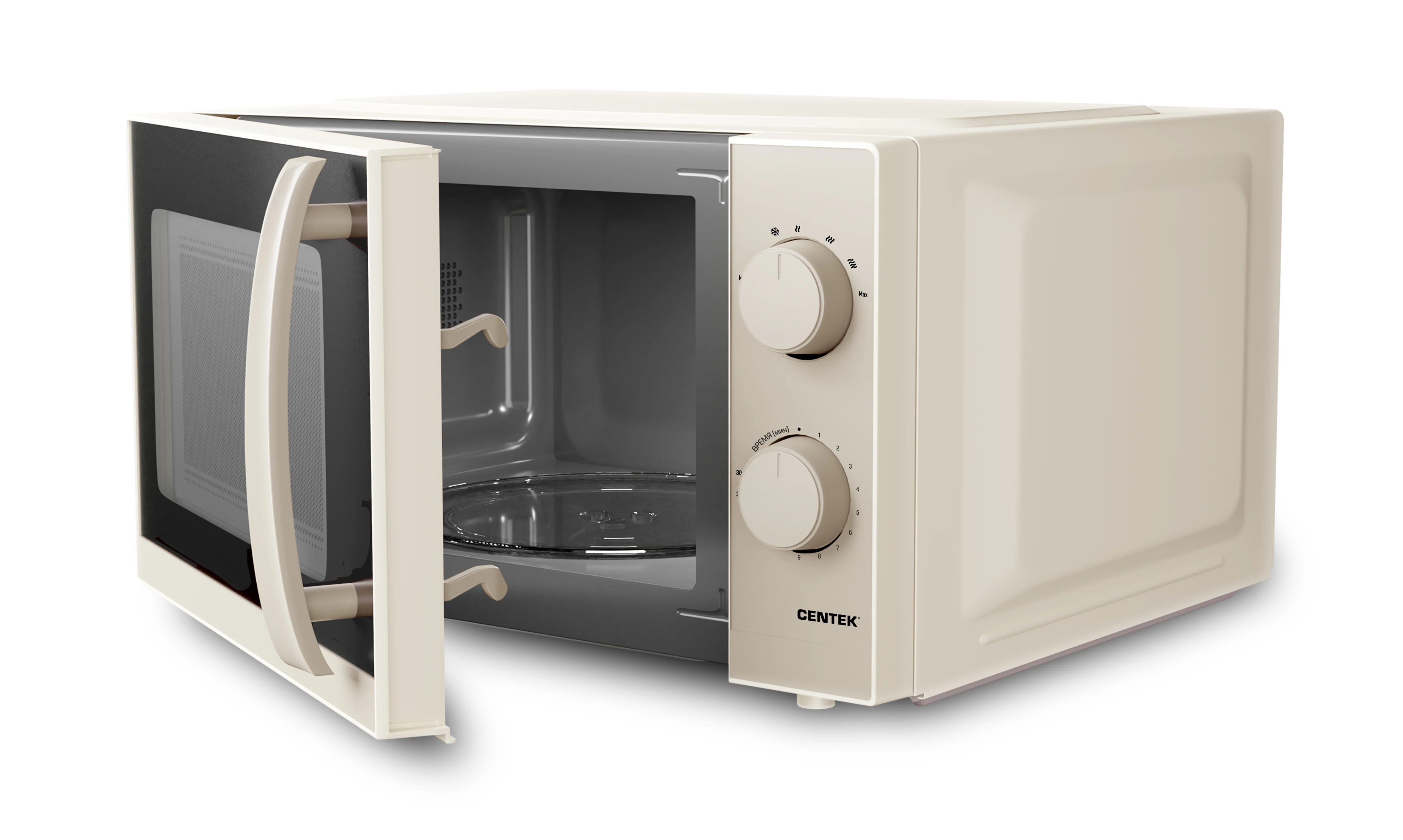 Микроволновая печь Centek CT-1571 бежевый, 20 л, 700 Вт, переключатели - поворотный механизм