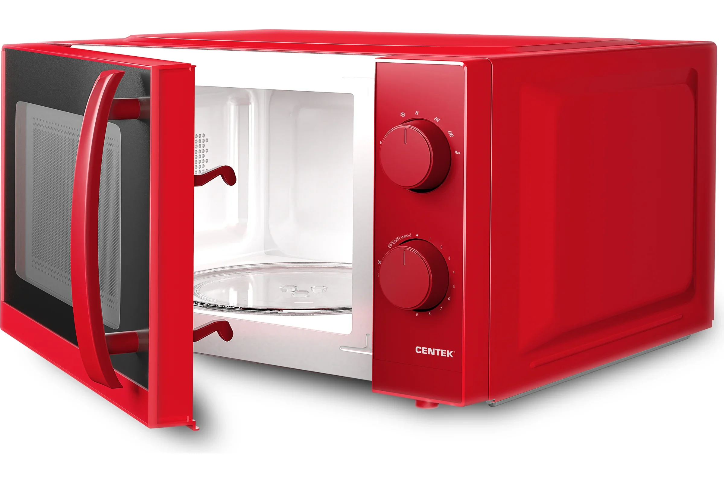 Микроволновая печь Centek CT-1571 красный, 20 л, 700 Вт, переключатели - поворотный механизм