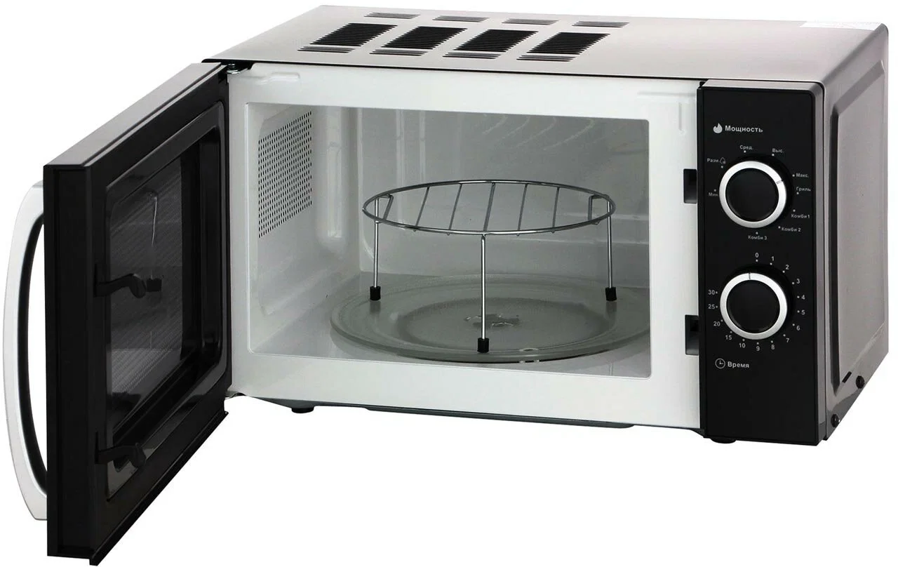 Микроволновая печь Galanz MOG-2009MB черный, 20 л, 700 Вт, переключатели - поворотный механизм