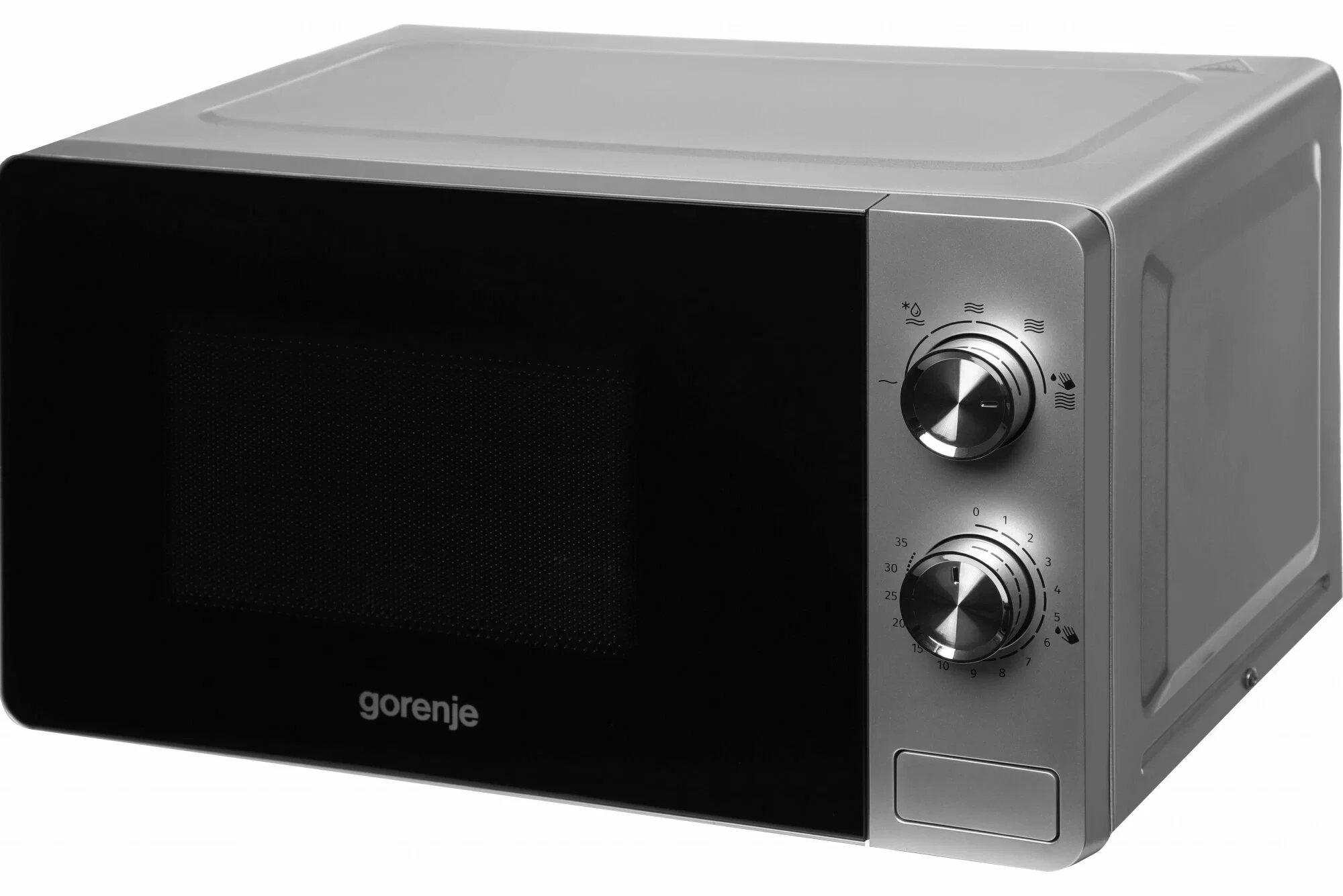 Микроволновая печь Gorenje MO20E1S серебристый, 20 л, 800 Вт, переключатели - поворотный механизм