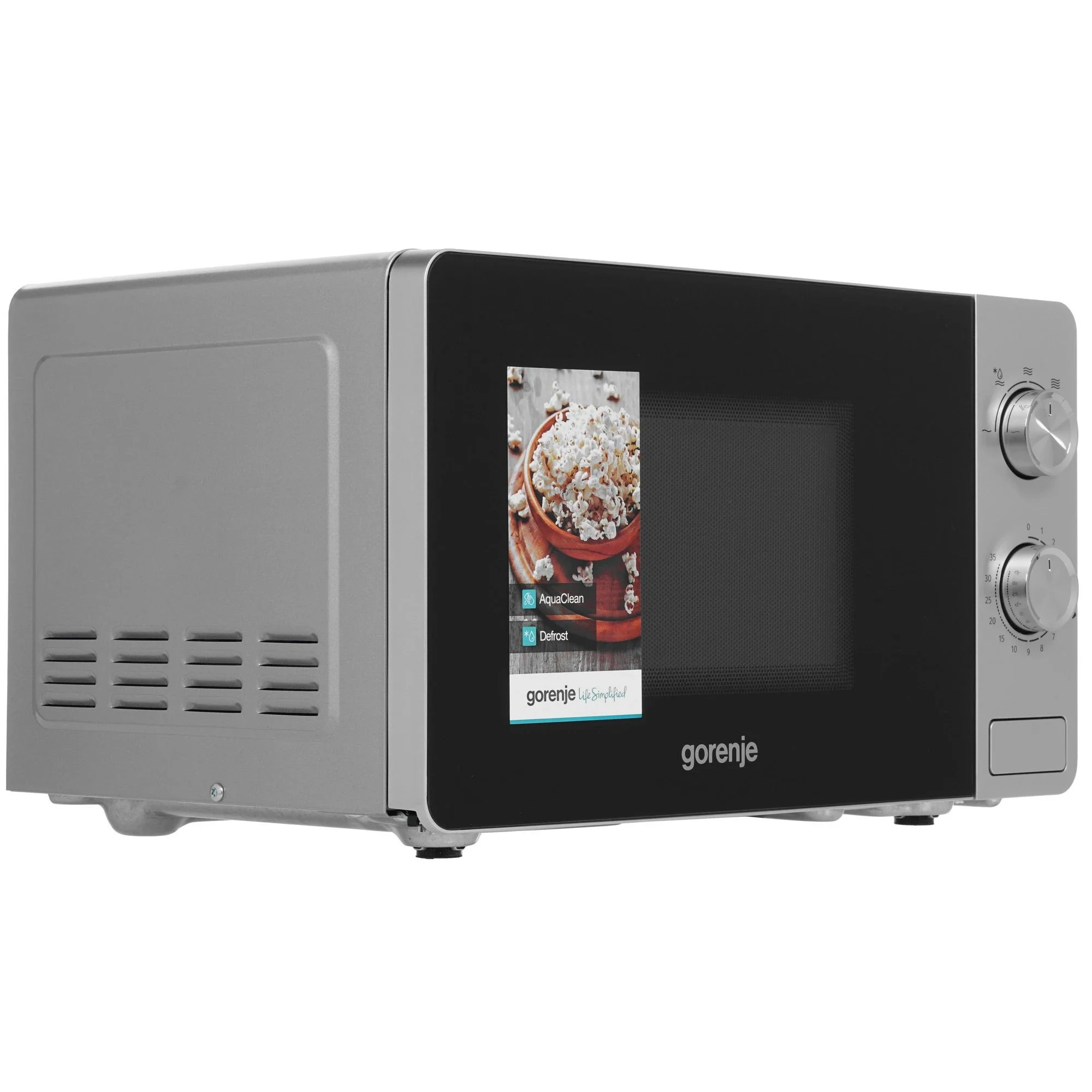 Микроволновая печь Gorenje MO20E1S серебристый, 20 л, 800 Вт, переключатели - поворотный механизм