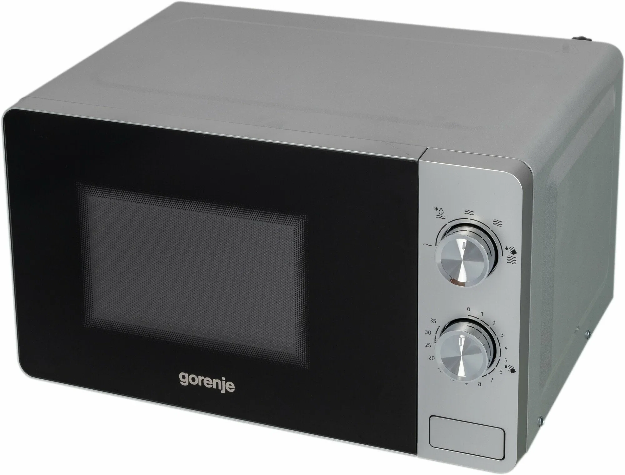 Микроволновая печь Gorenje MO20E1S серебристый, 20 л, 800 Вт, переключатели - поворотный механизм