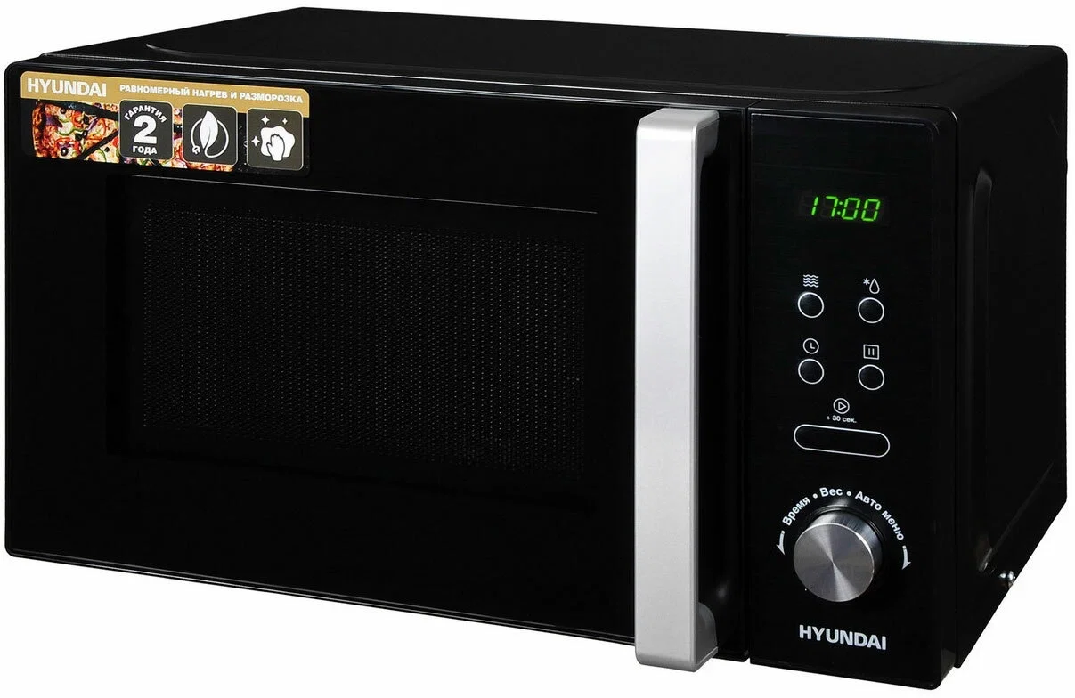 Микроволновая печь Hyundai HYM-D3001 черный, 20 л, 700 Вт, переключатели - сенсор, поворотный механизм