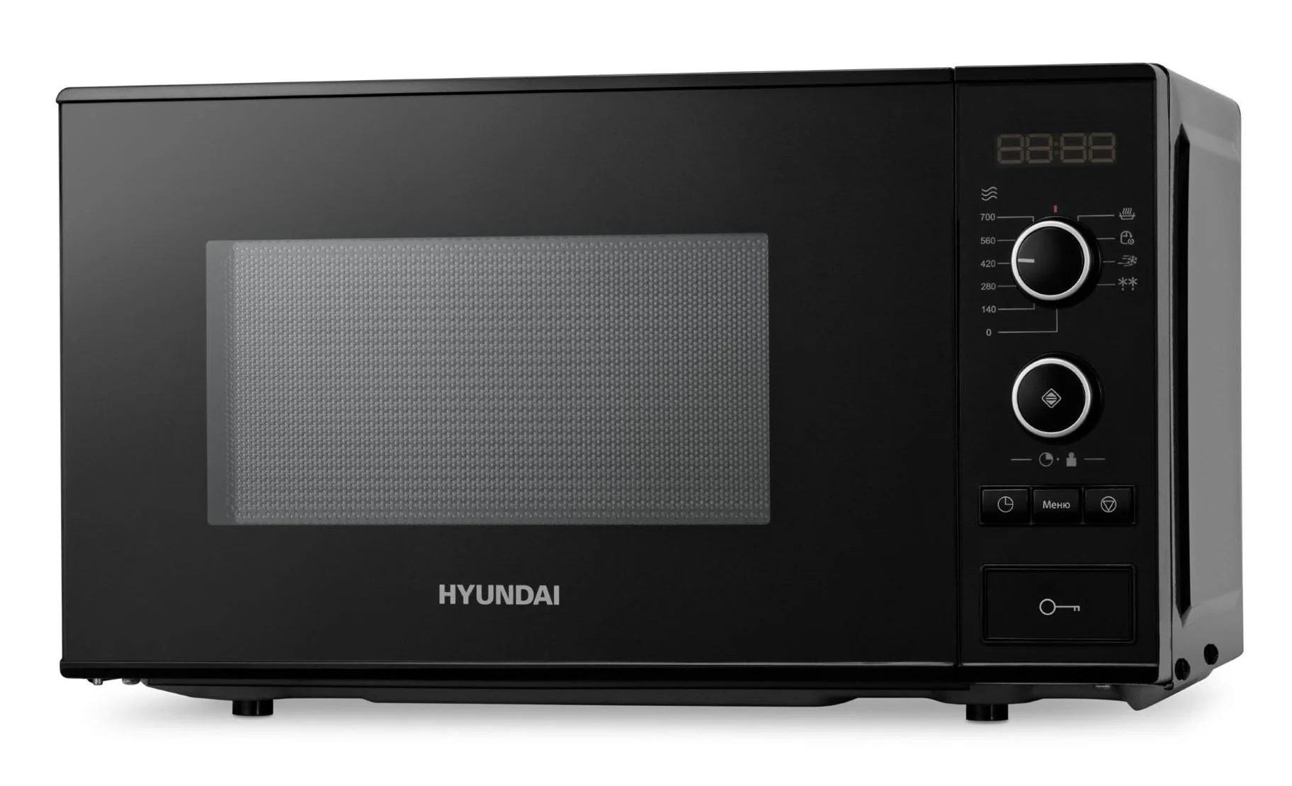 Микроволновая печь Hyundai HYM-D3032 черный, 20 л, 700 Вт, переключатели - кнопки, поворотный механизм