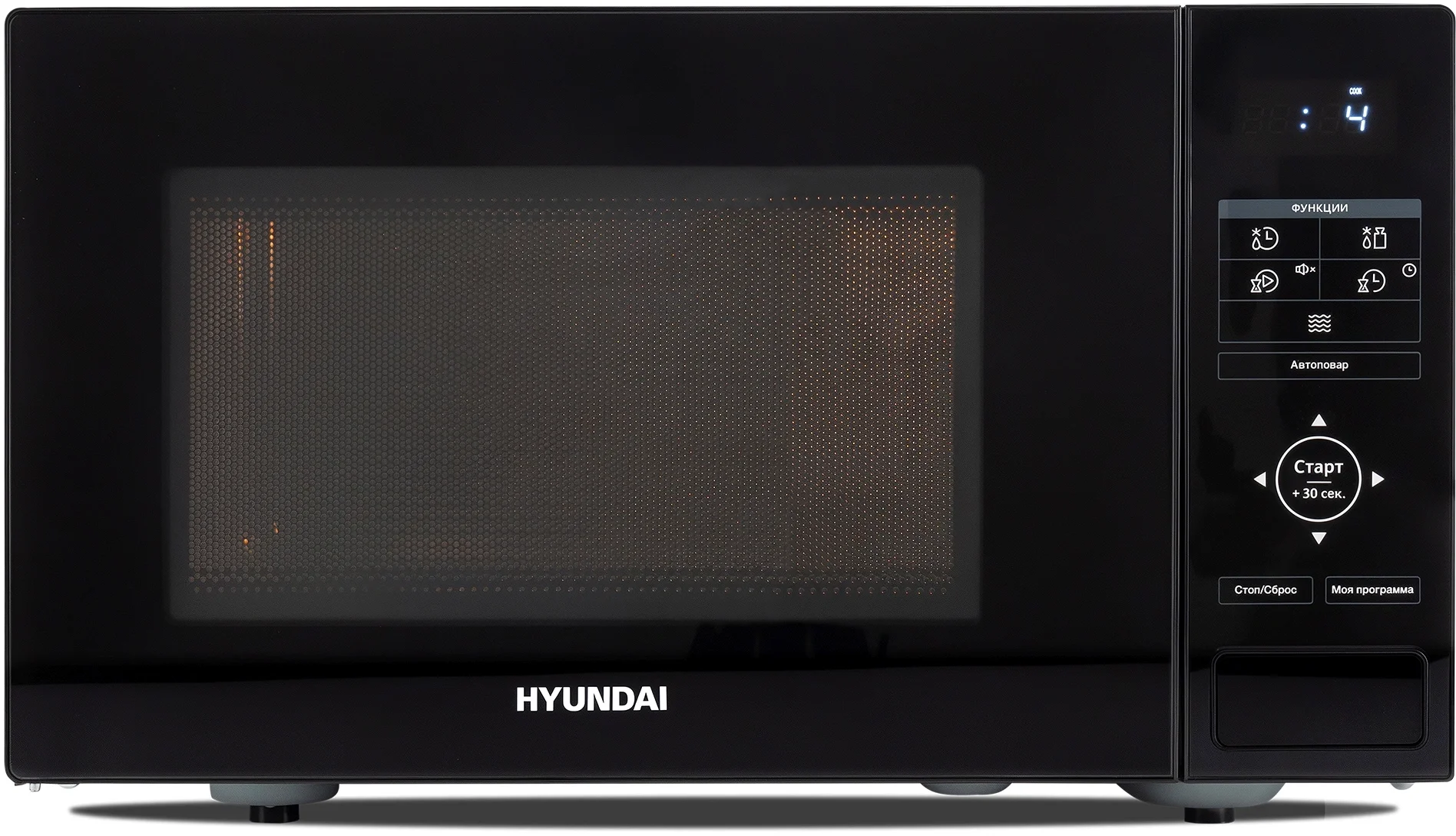 Микроволновая печь Hyundai HYM-D3032 черный, 20 л, 700 Вт, переключатели - кнопки, поворотный механизм