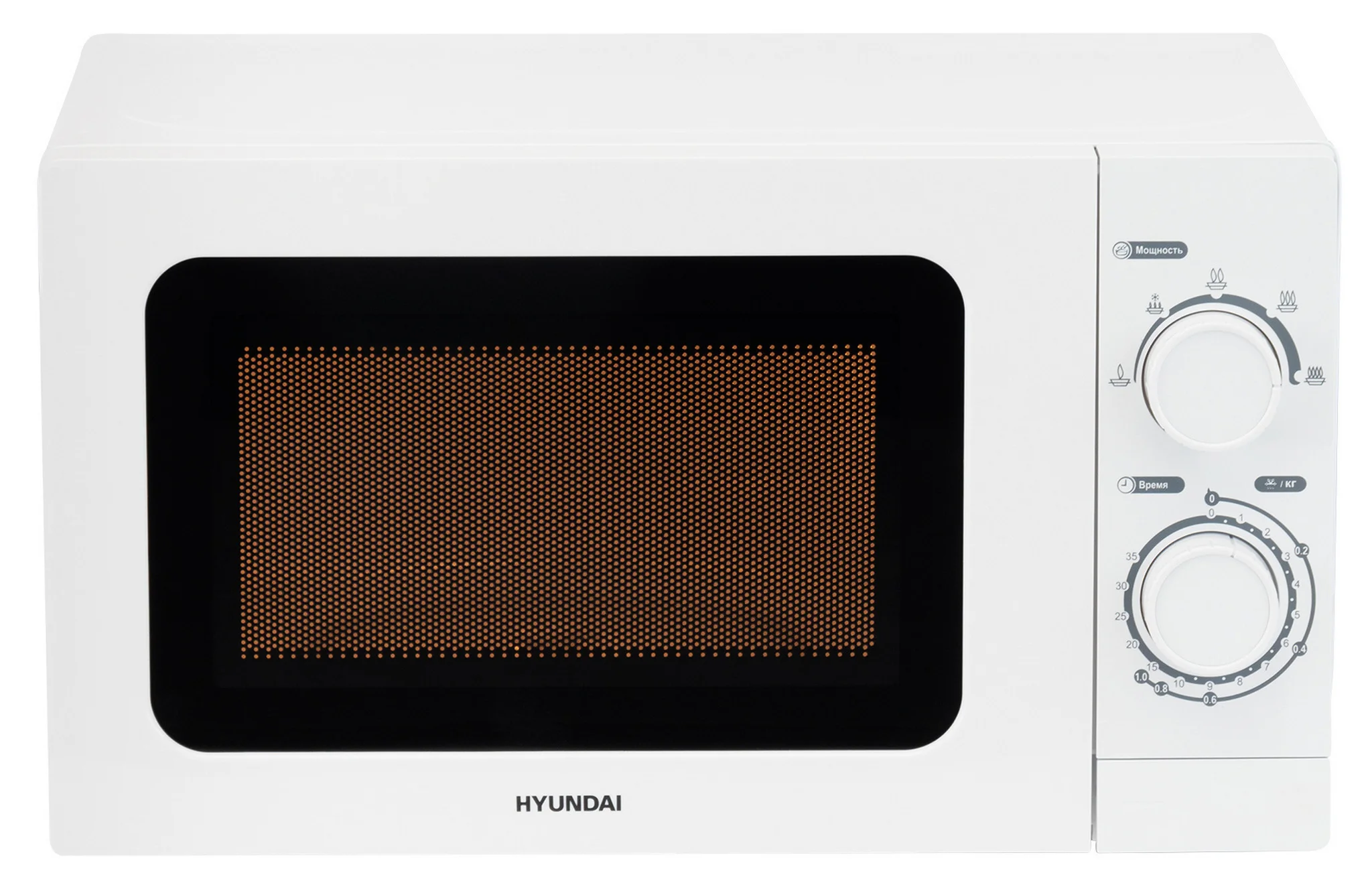 Микроволновая печь Hyundai HYM-M2064 белый, 20 л, 700 Вт, переключатели - поворотный механизм