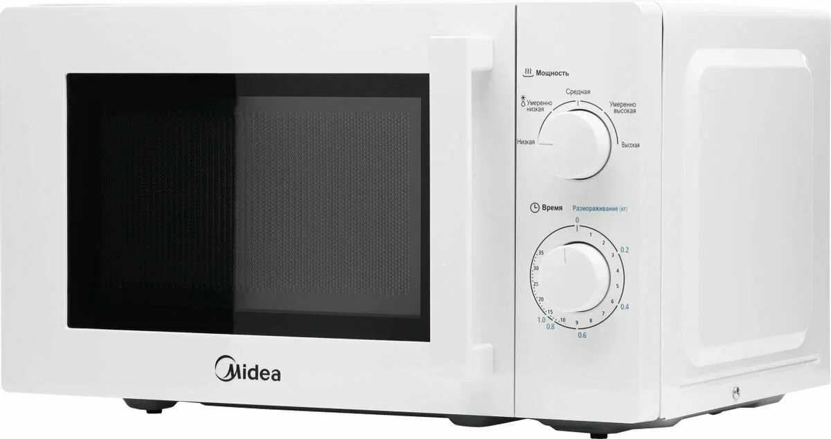 Микроволновая печь Midea MM720CY6-W белый, 20 л, 700 Вт, переключатели - поворотный механизм