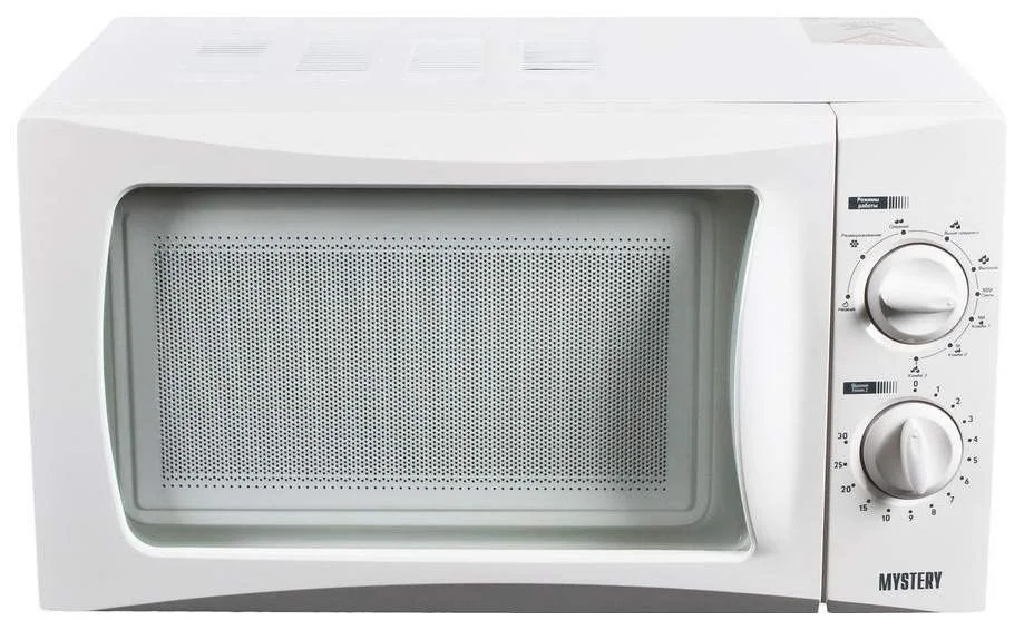 Микроволновая печь Mystery MMW-2009G белый, 20 л, 700 Вт, переключатели - поворотный механизм