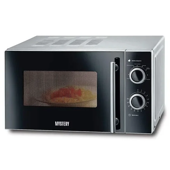 Микроволновая печь Mystery MMW-2032 черный/серебристый, 20 л, 800 Вт, переключатели - поворотный механизм