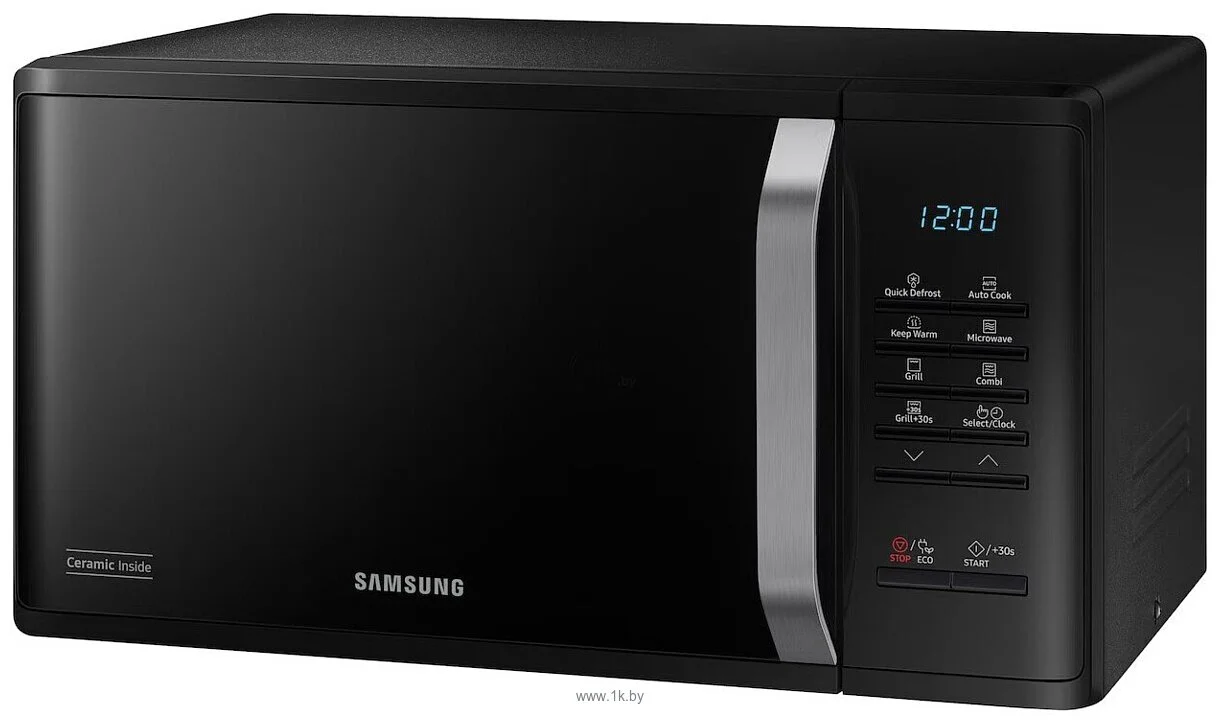 Микроволновая печь Samsung MG23K3515AK/BW черный, 23 л, 800 Вт, переключатели - кнопки, поворотный механизм
