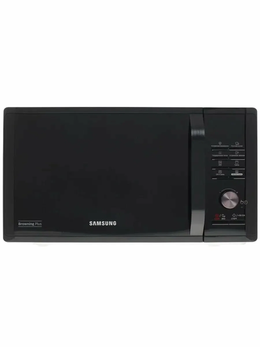 Микроволновая печь Samsung MG23K3515AK/BW черный, 23 л, 800 Вт, переключатели - кнопки, поворотный механизм