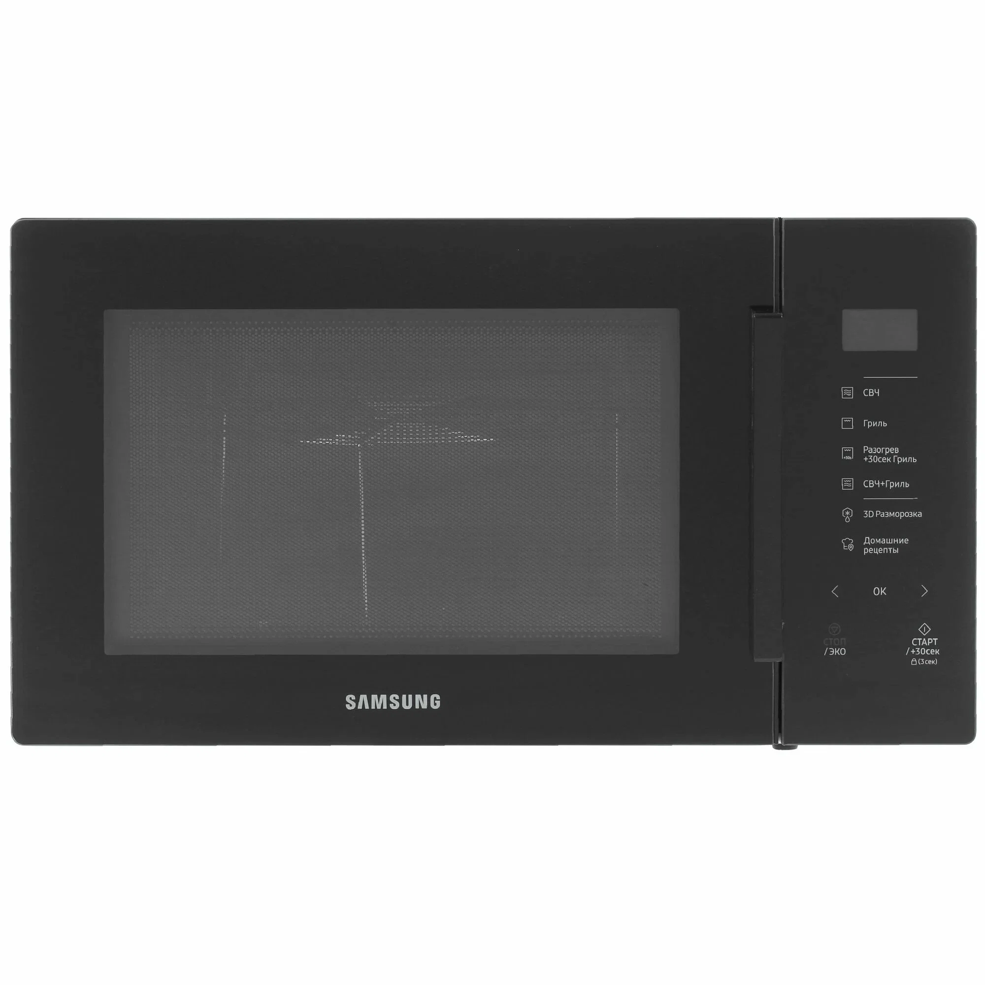 Микроволновая печь Samsung MG23T5018AK/BW черный, 23 л, 800 Вт, переключатели - сенсор
