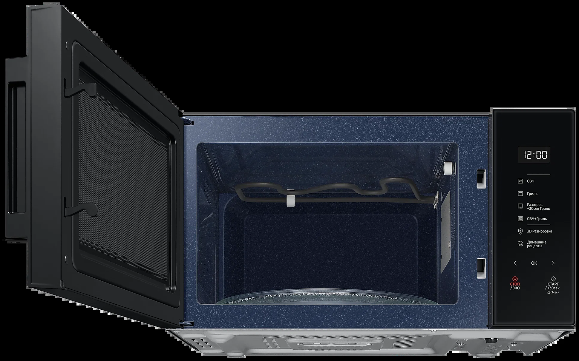 Микроволновая печь Samsung MG30T5018AK/BW черный, 30 л, 900 Вт, переключатели - сенсор