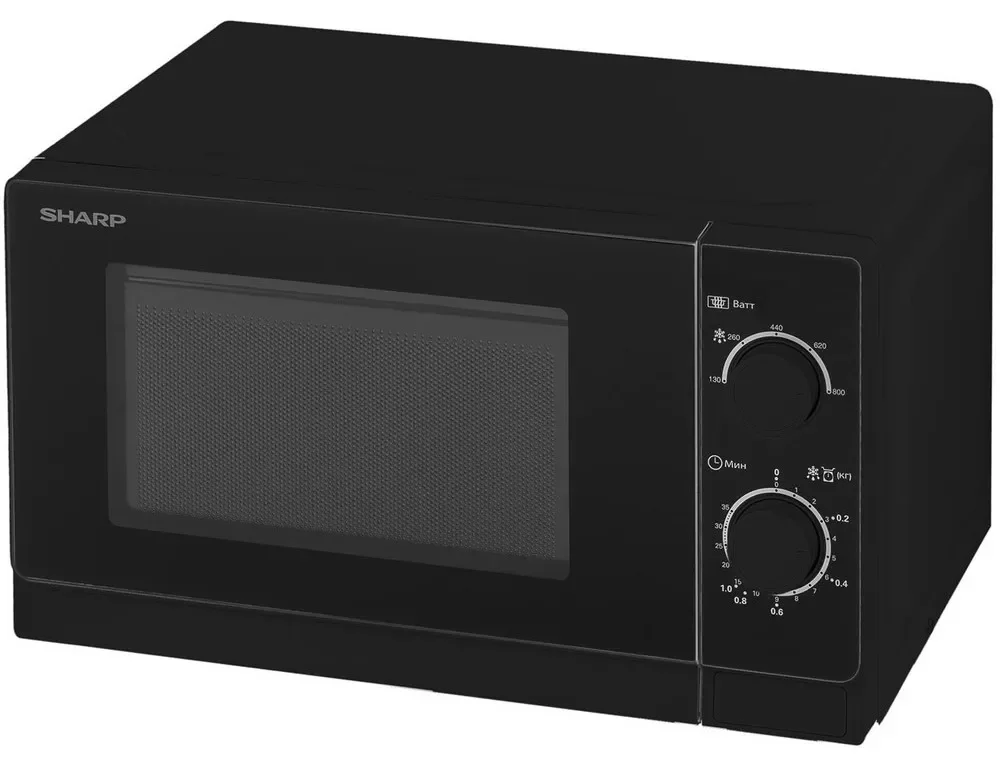 Микроволновая печь Sharp R-2000RK черный, 20 л, 800 Вт, переключатели - поворотный механизм