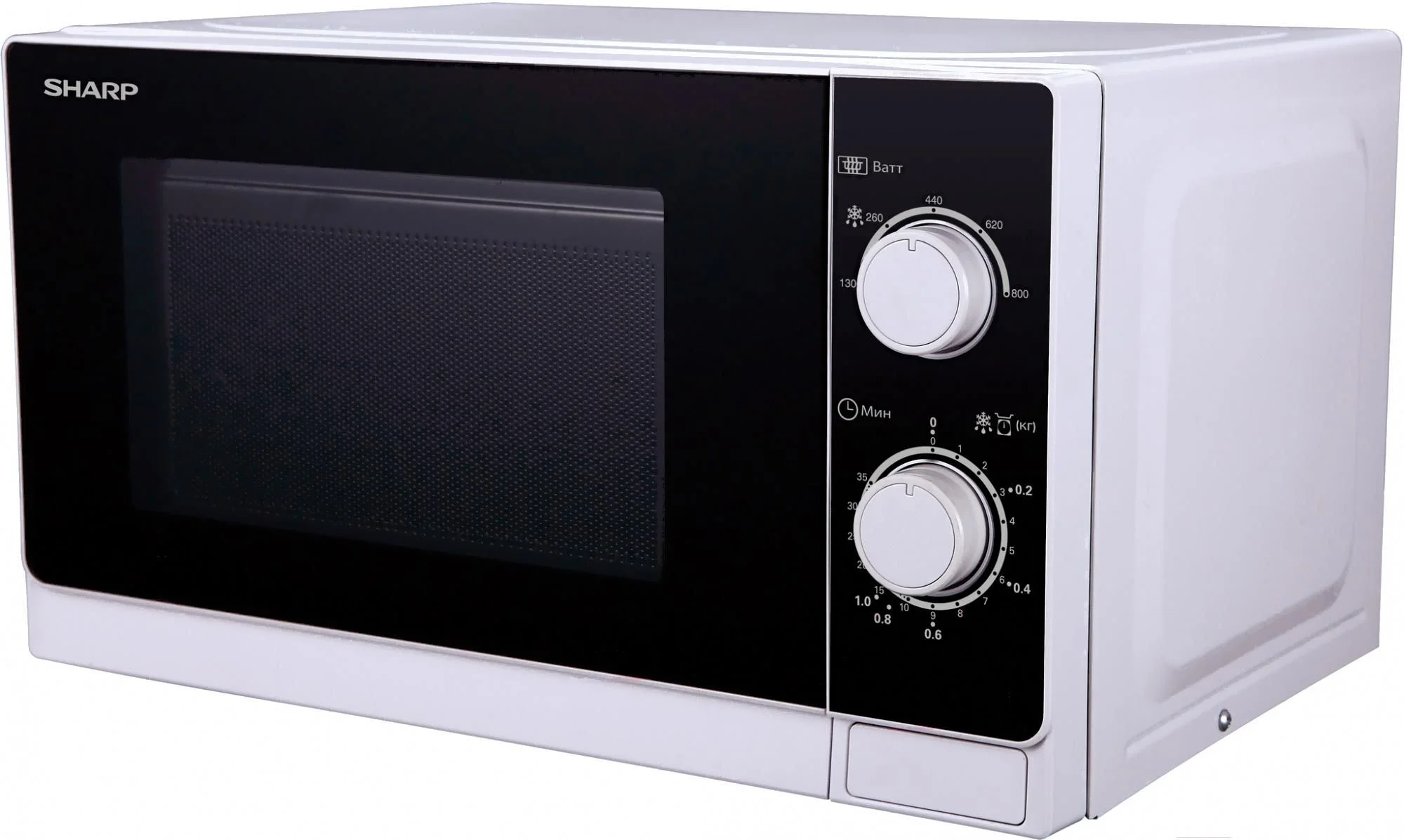 Микроволновая печь Sharp R-2000RW белый, 20 л, 800 Вт, переключатели - поворотный механизм