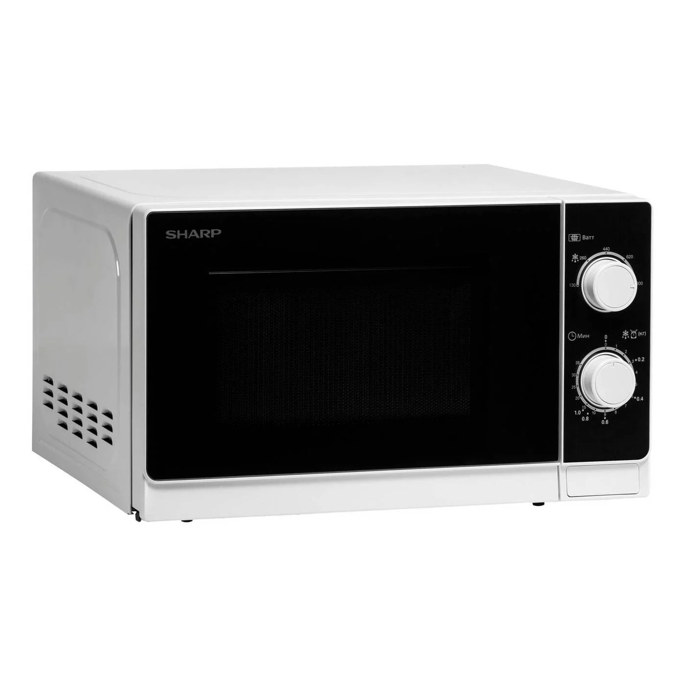 Микроволновая печь Sharp R-2000RW белый, 20 л, 800 Вт, переключатели - поворотный механизм
